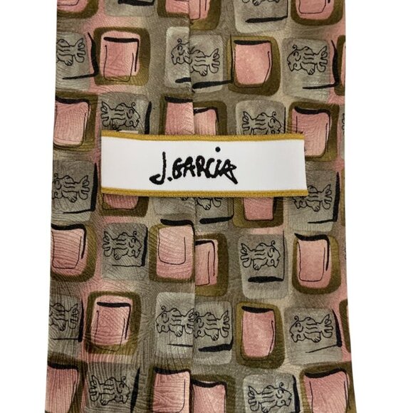 J Garcia Tie Fish Ltd Edition Collection 42 Pink Green Silk Geometric 2006 - Picture 3 of 5